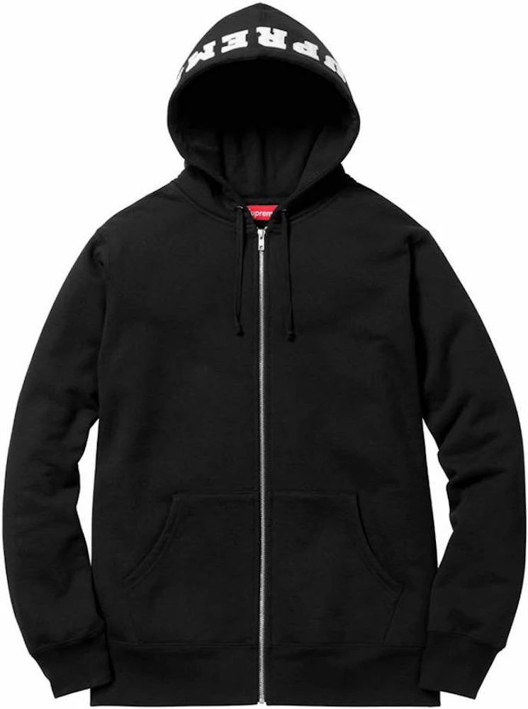 Supreme Felt Hood Logo Zip Up Sweatshirt Black Men's - FW15 - US