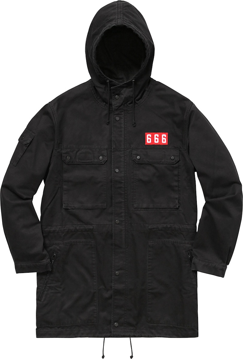 Supreme Sideline Logo Parka Black Men's - FW16 - US