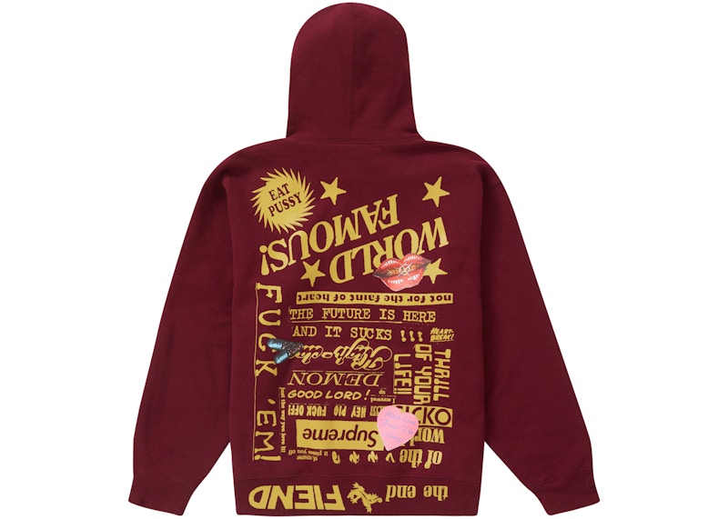 Supreme Fiend Hooded Sweatshirt Burgundy Men's - SS23 - US