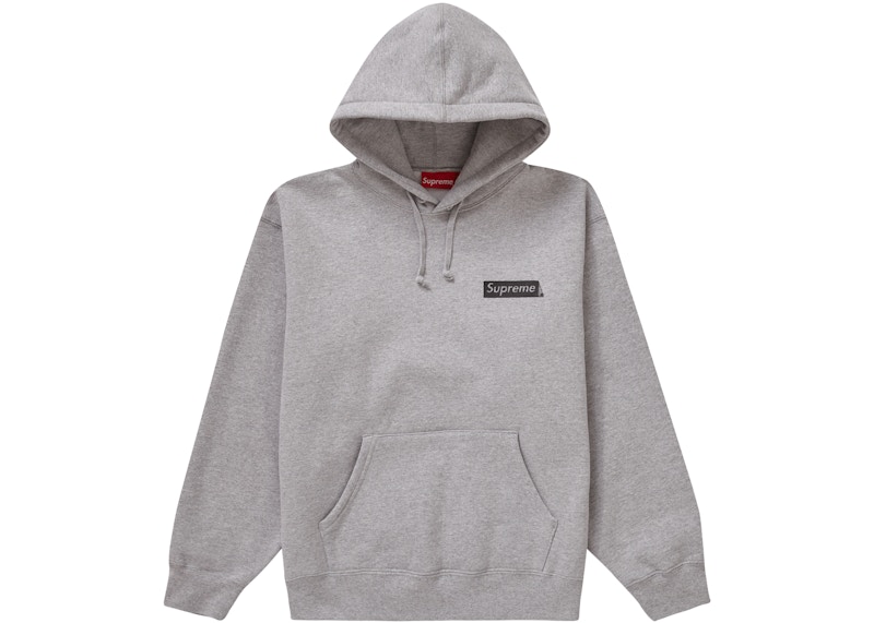 ボックスロゴとサイズ同じですSupreme $ Hooded Sweatshirt Heather Grey