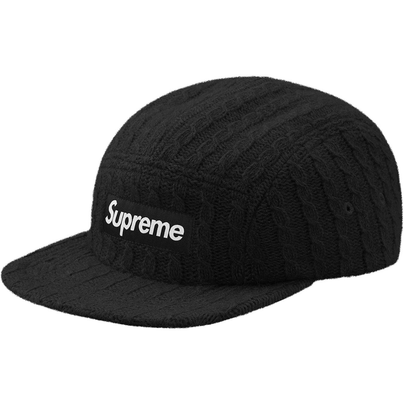 Supreme Fitted Cable Knit Camp Cap Black