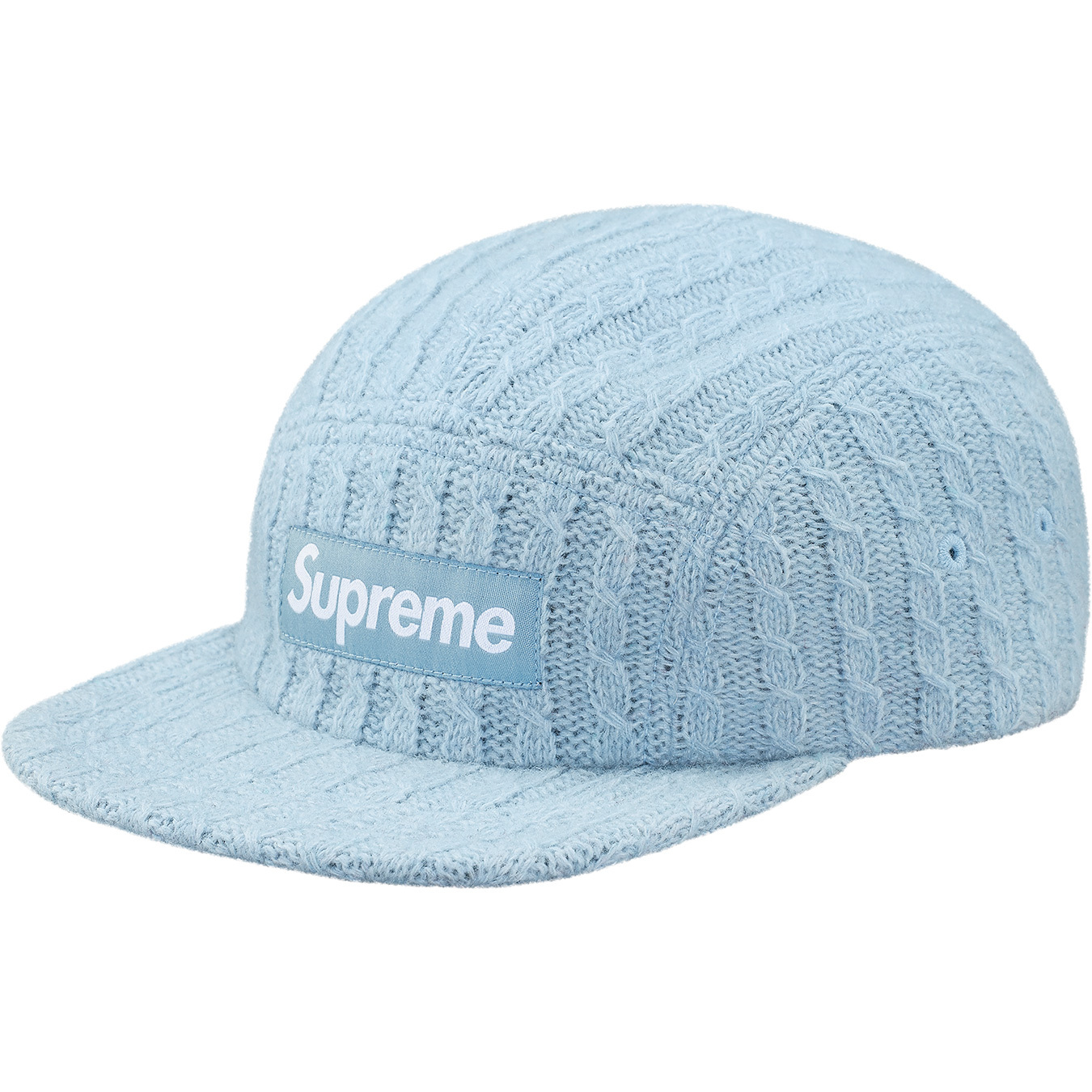 Supreme Fitted Cable Knit Camp Cap Light Blue - FW17 - US