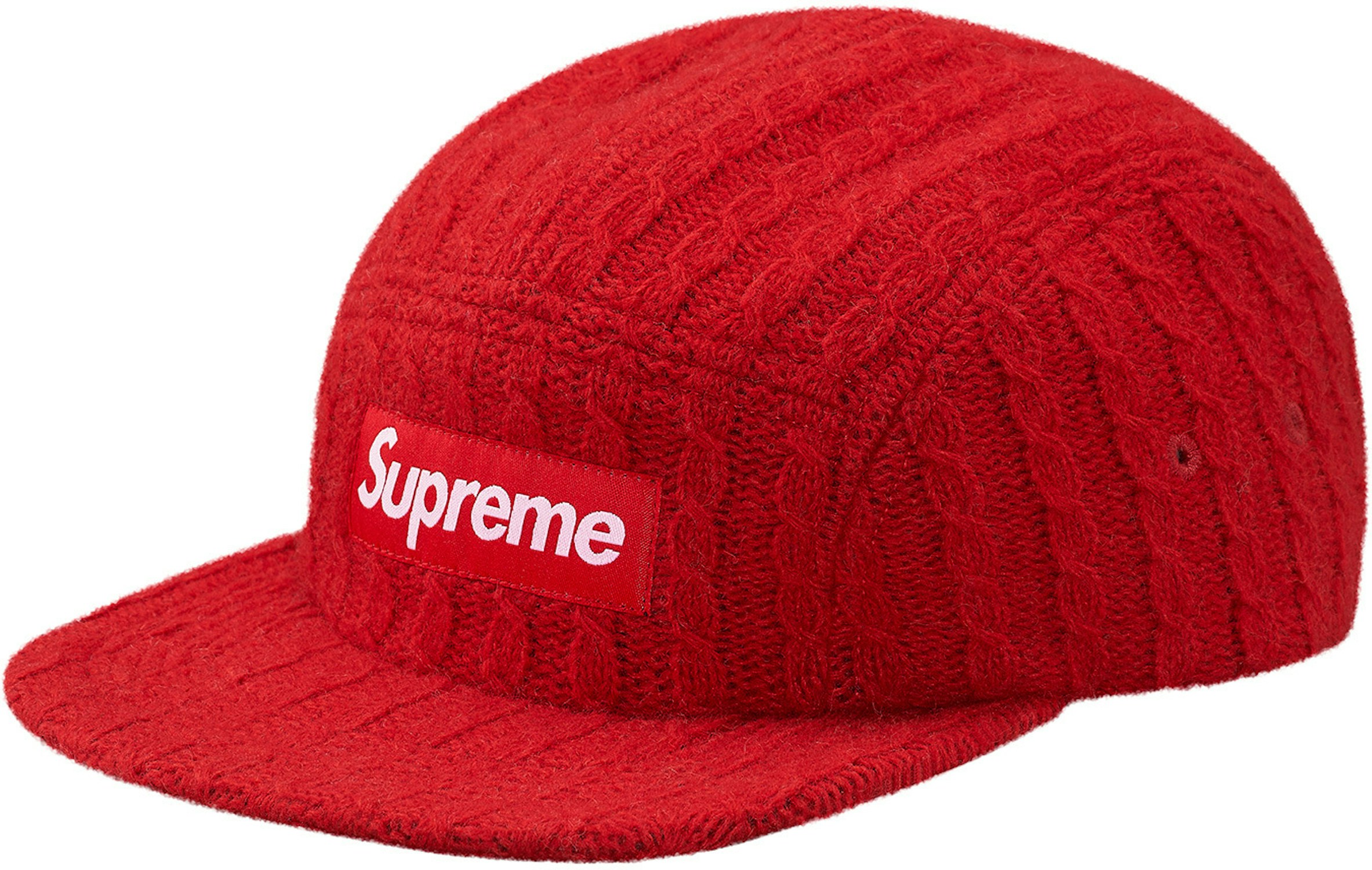 Supreme Fitted Cable Knit Camp Cap Red FW17