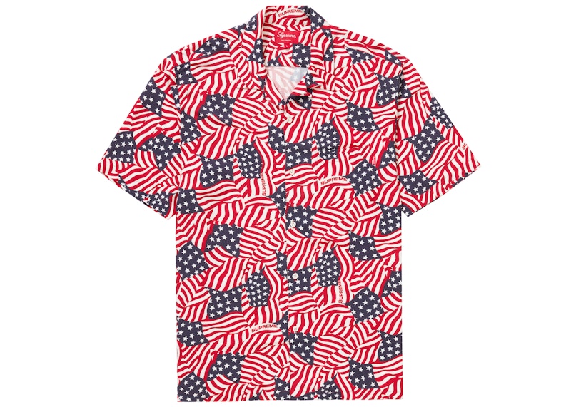 シュプリーム 20SS Flags Rayon S/S Shirt フラッグレーヨン半袖シャツ