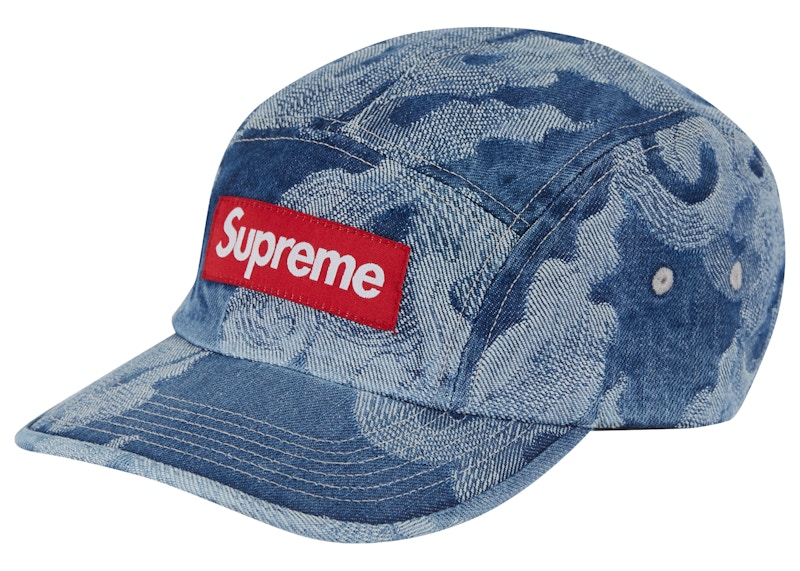 Supreme Flames Jacquard Denim Camp Cap Washed Indigo - SS23 - JP