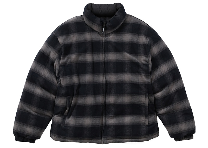 Supreme Flannel Reversible Puffer Jacket Black Men's - FW22 - US