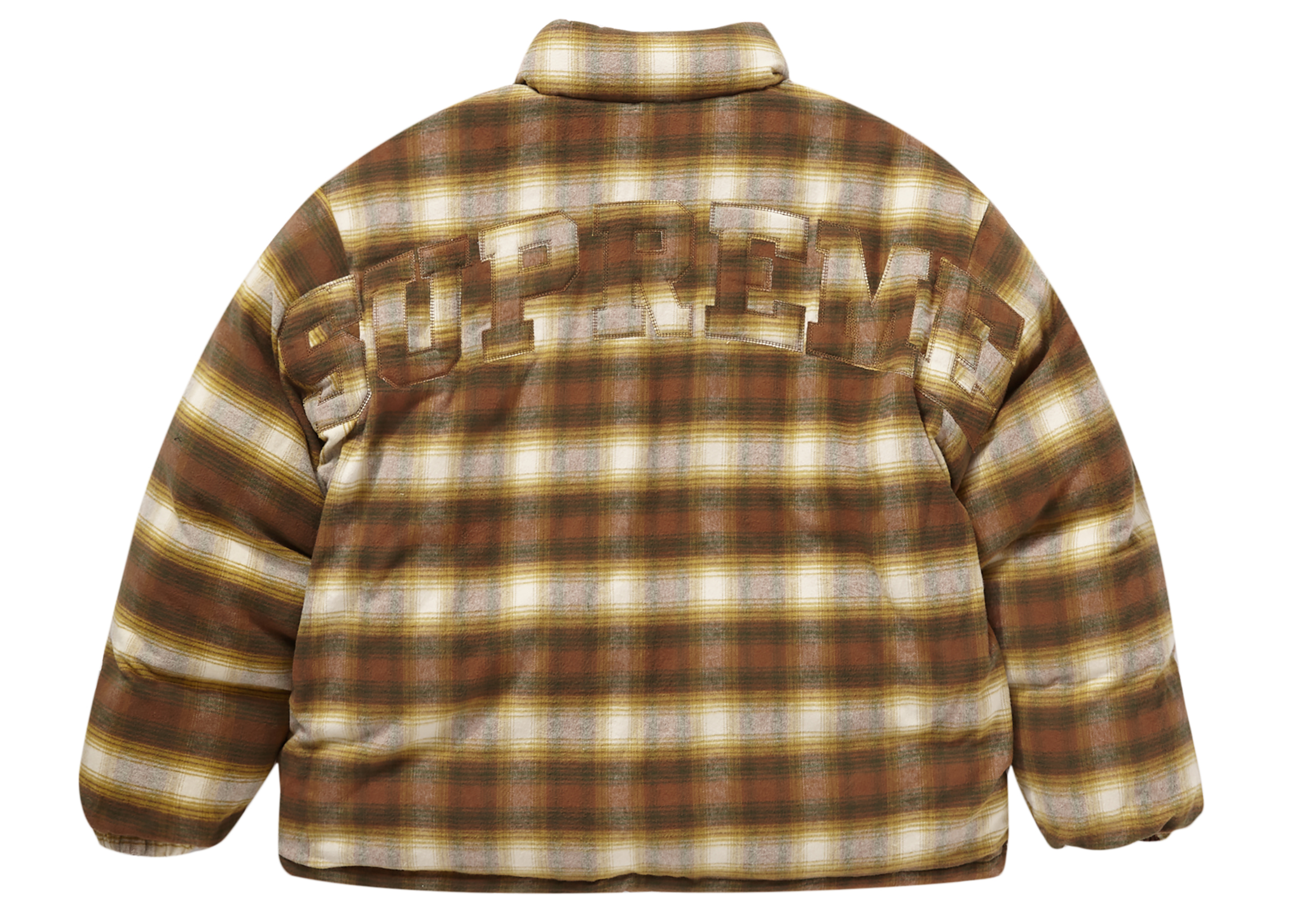 Supreme Flannel Reversible Puffer Jacket Brown Men's - FW22 - US