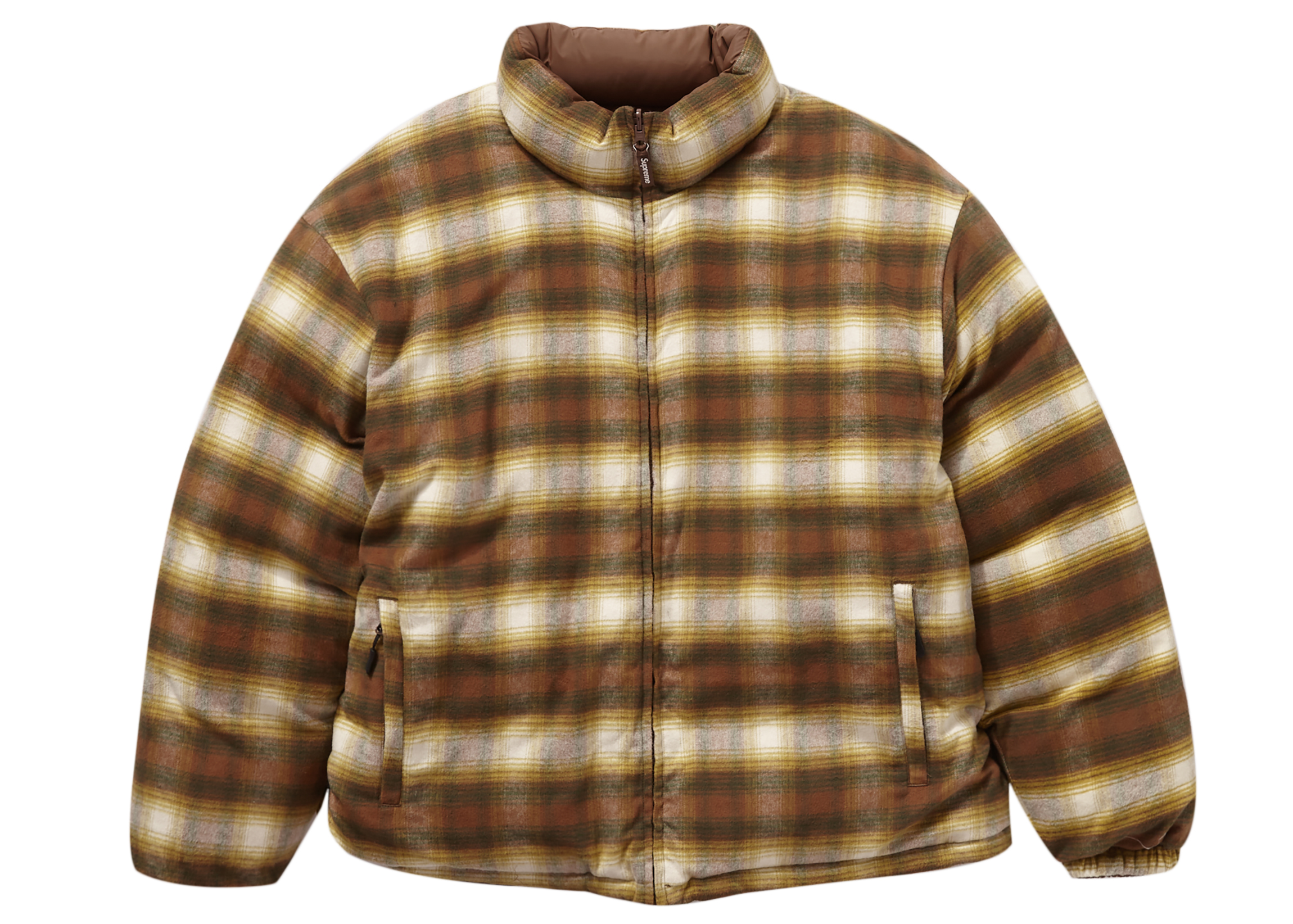 Supreme Flannel Reversible Puffer Jacket Brown