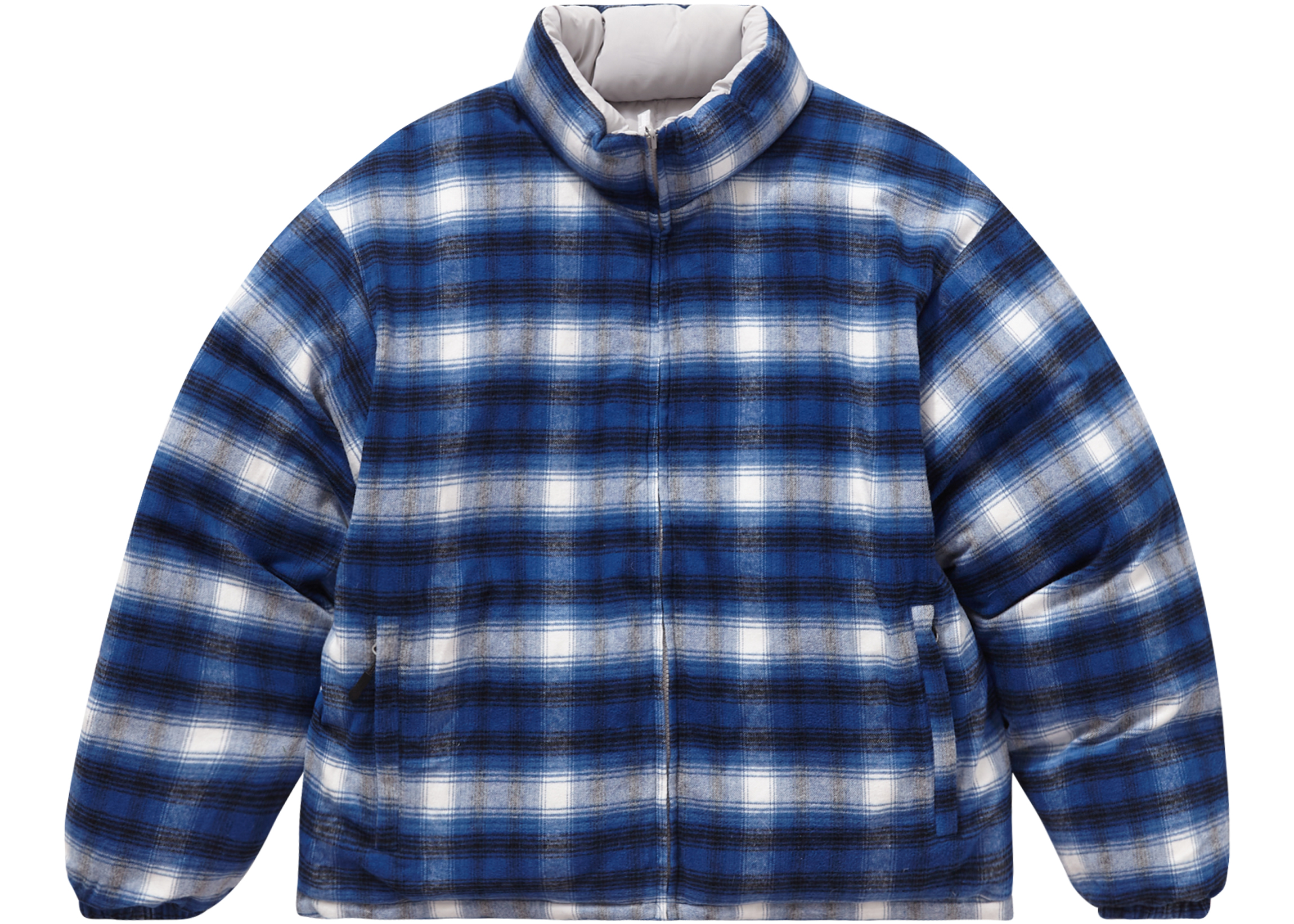 Supreme Flannel Reversible Puffer Jacket Grey Men's - FW22 - US