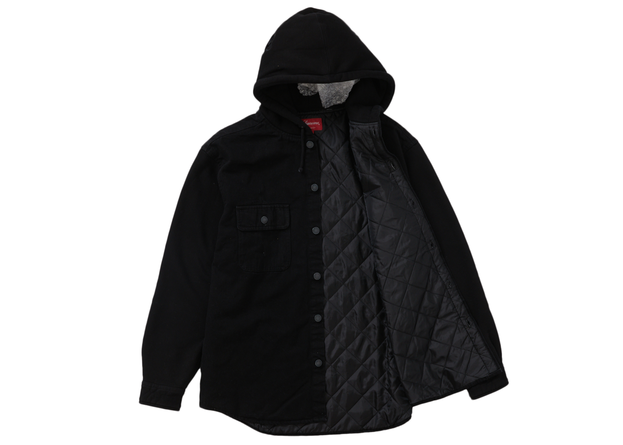 Supreme Fleece Hooded Denim Shirt Black