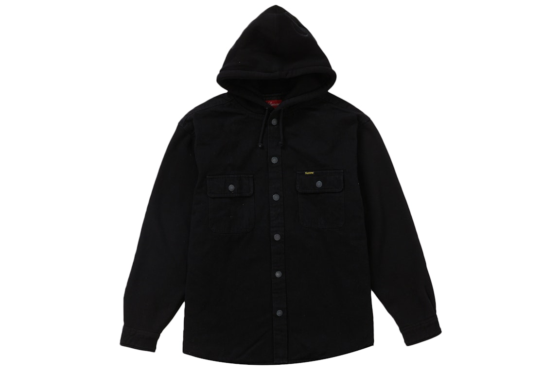 Pre-owned Supreme Fleece Hooded Denim Shirt Black