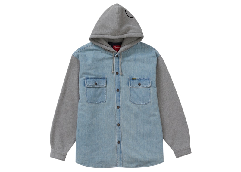 Supreme Fleece Hooded Denim Shirt Blue - FW22 メンズ - JP