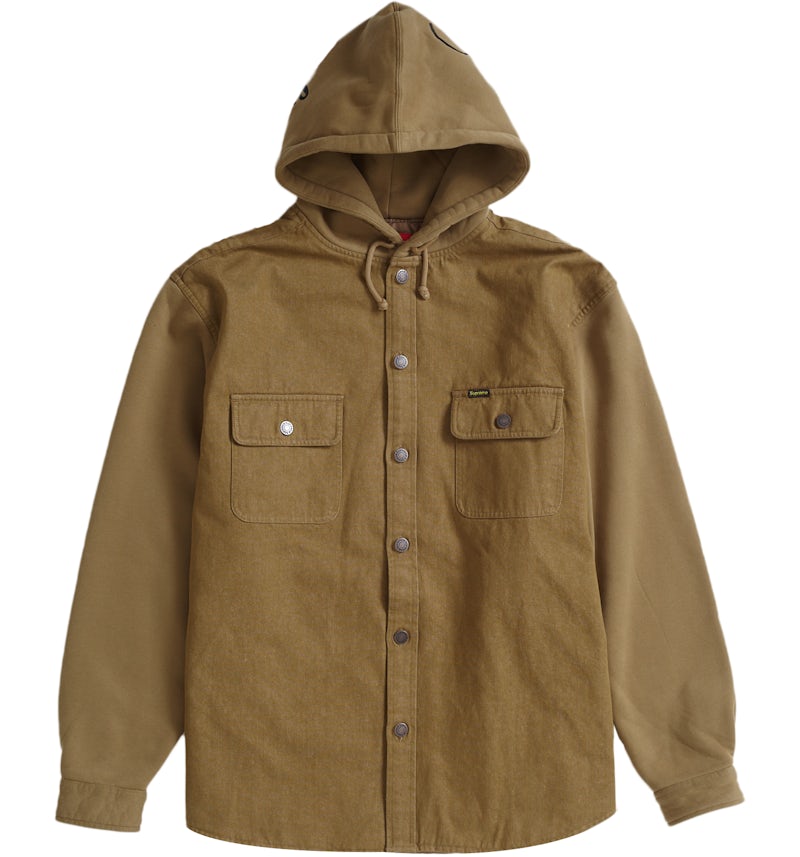 Supreme Fleece Hooded Denim Shirt Brown Men's FW22 US