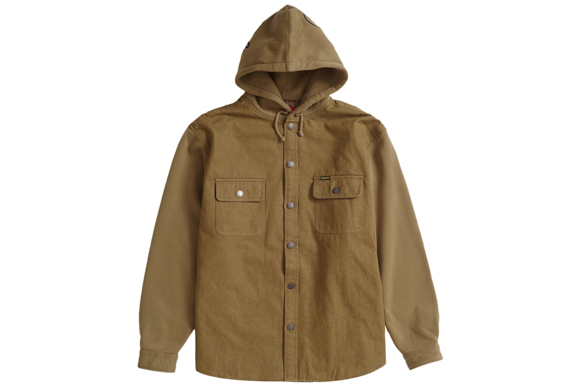 Pre-owned Supreme Fleece Hooded Denim Shirt Brown