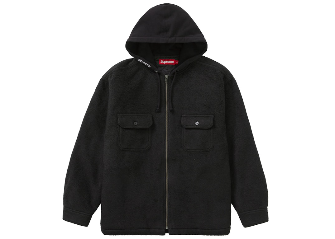 Pre-owned Supreme Fleece Zip Up Hooded Shirt Black