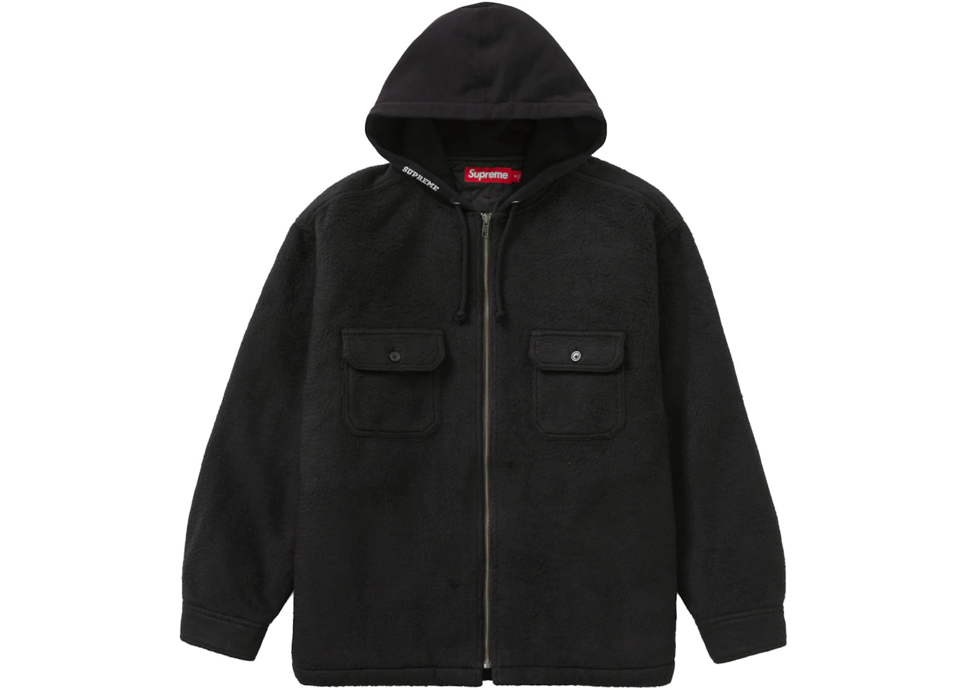 Supreme Fleece Zip Up Hooded Shirt Black Men's FW23 GB