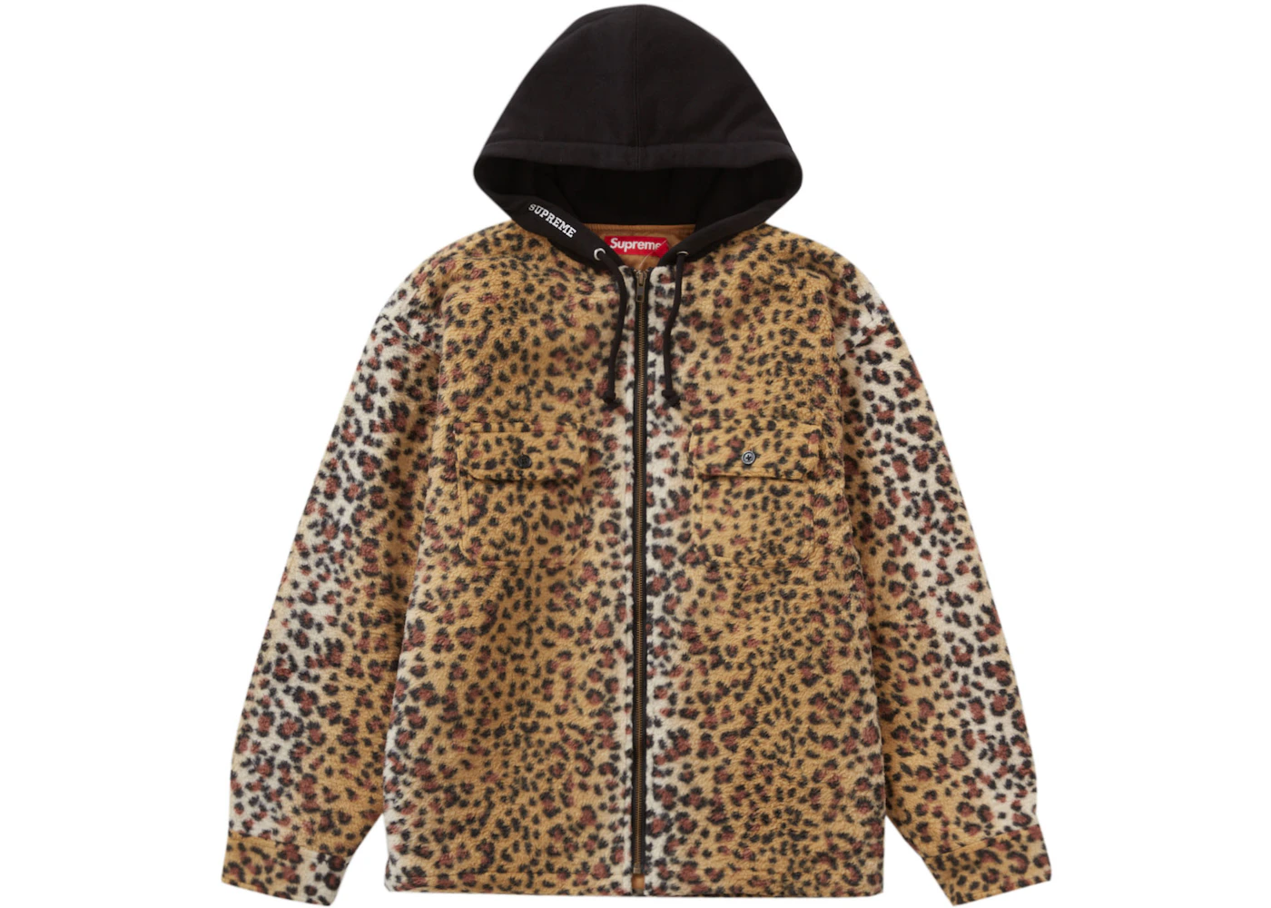 Supreme Fleece Zip Up Hooded Shirt Brown Leopard Men's - FW23 - US