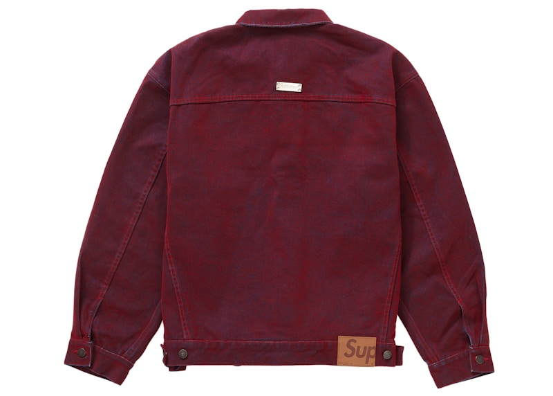 Supreme Flocked Denim Trucker Jacket Red メンズ - SS23 - JP