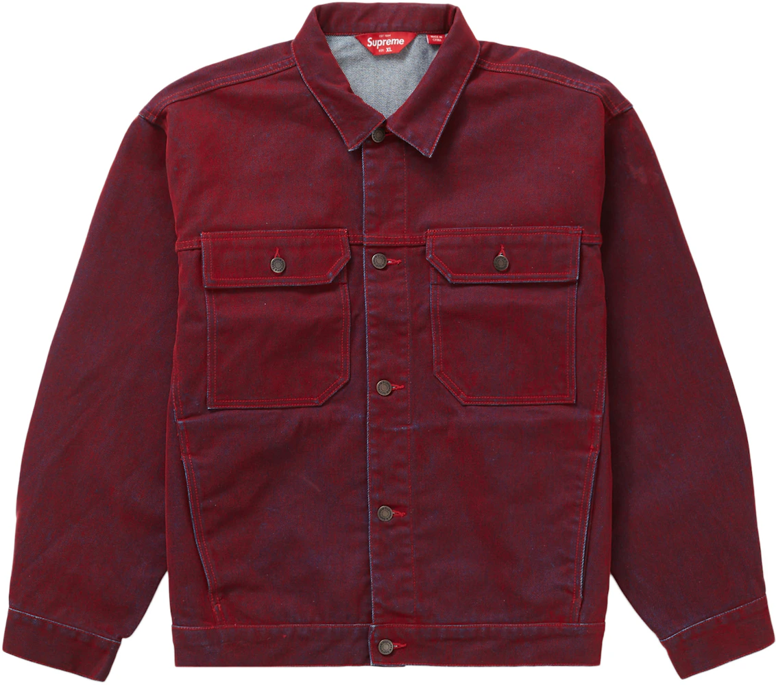 Supreme Supreme Cut Sew Red/Grey Denim Jacket