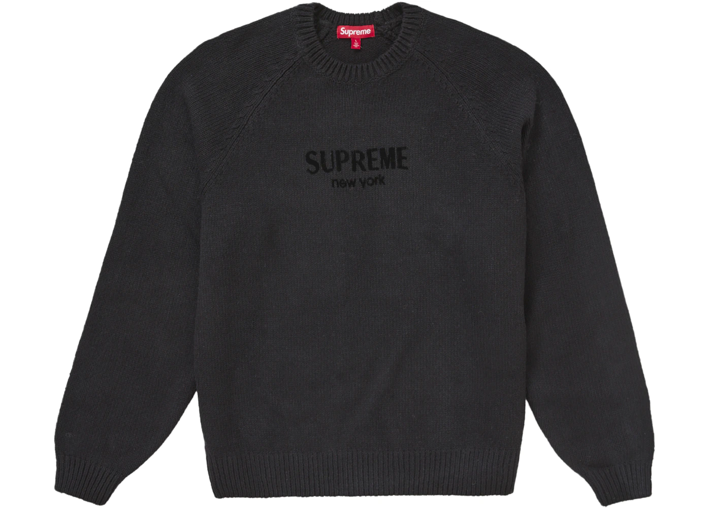 Supreme Flocked Logo Sweater Black Men's FW24 US