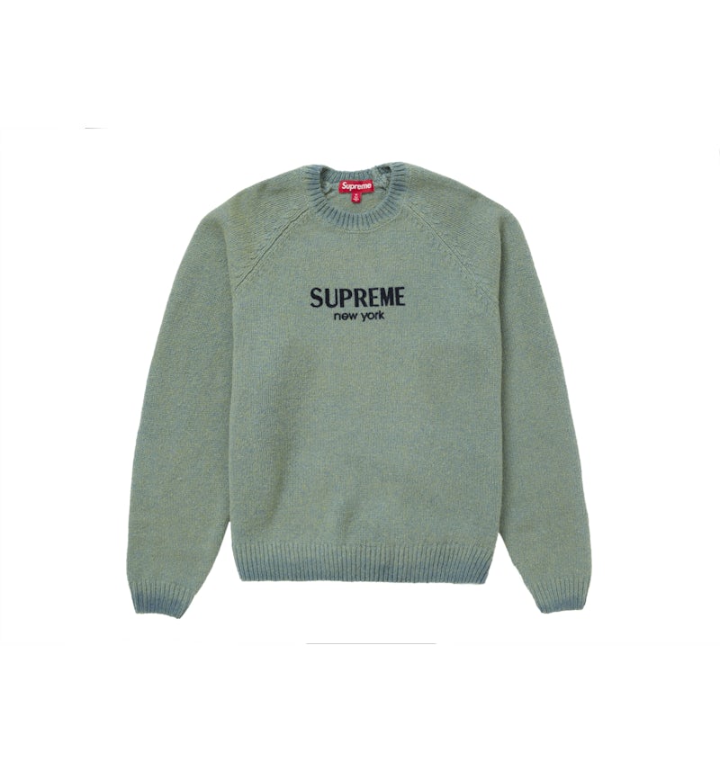 Supreme Flocked Logo Sweater Green Men's FW24 US