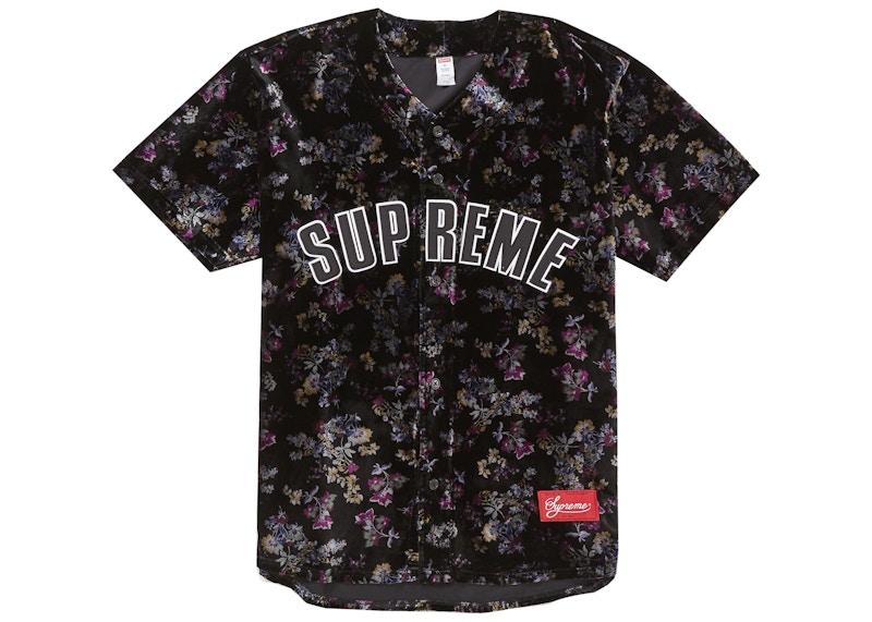 supSupreme Floral Velour Baseball Jersey