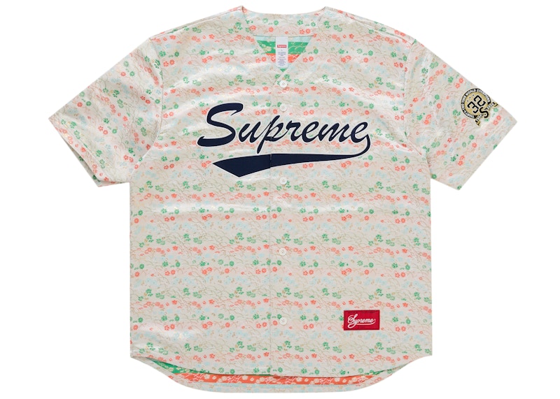Supreme Floral Jacquard Baseball Jersey White Men's - SS26 - US