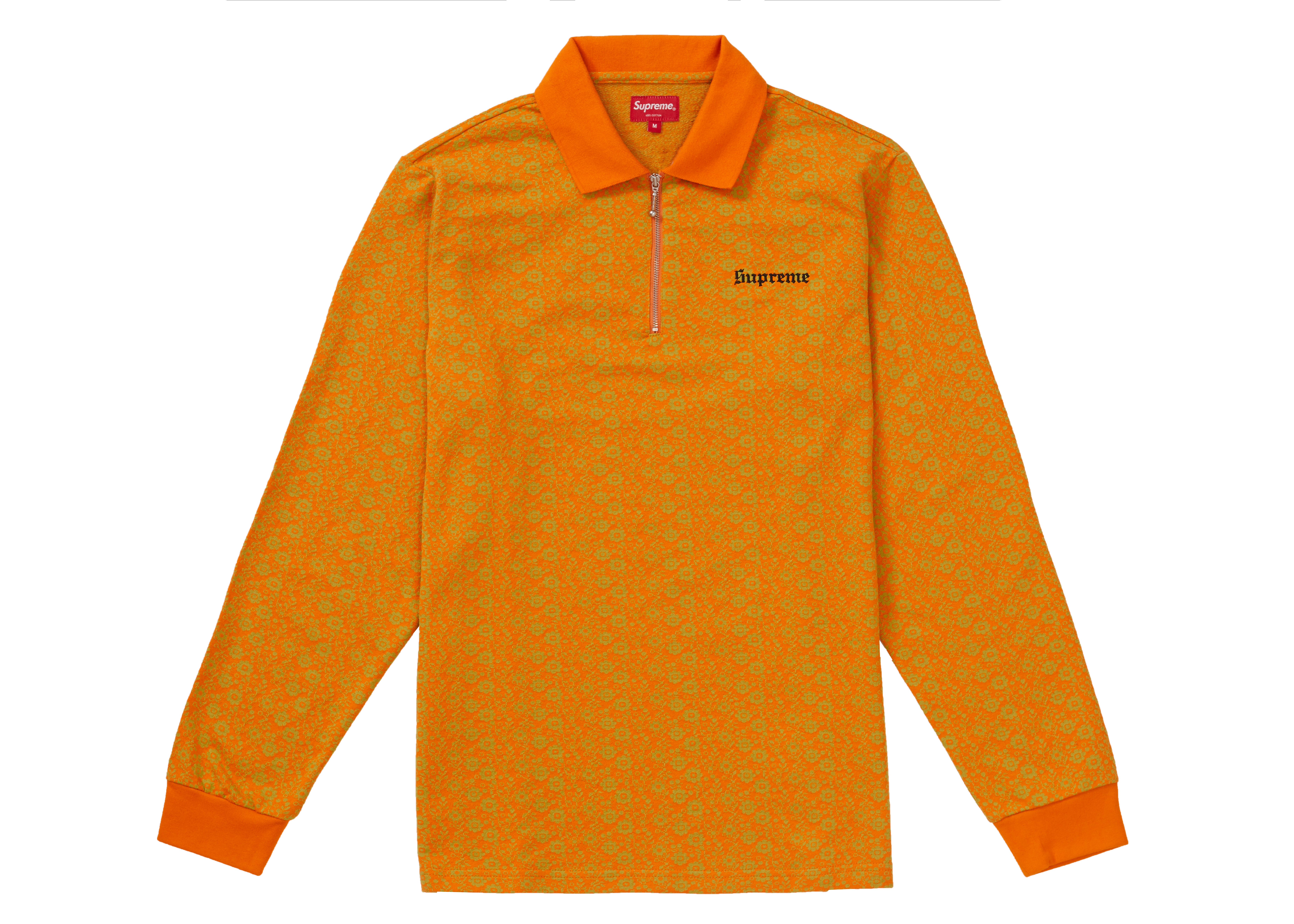 Supreme Floral Jacquard Zip L/S Polo Gold メンズ - FW18 - JP