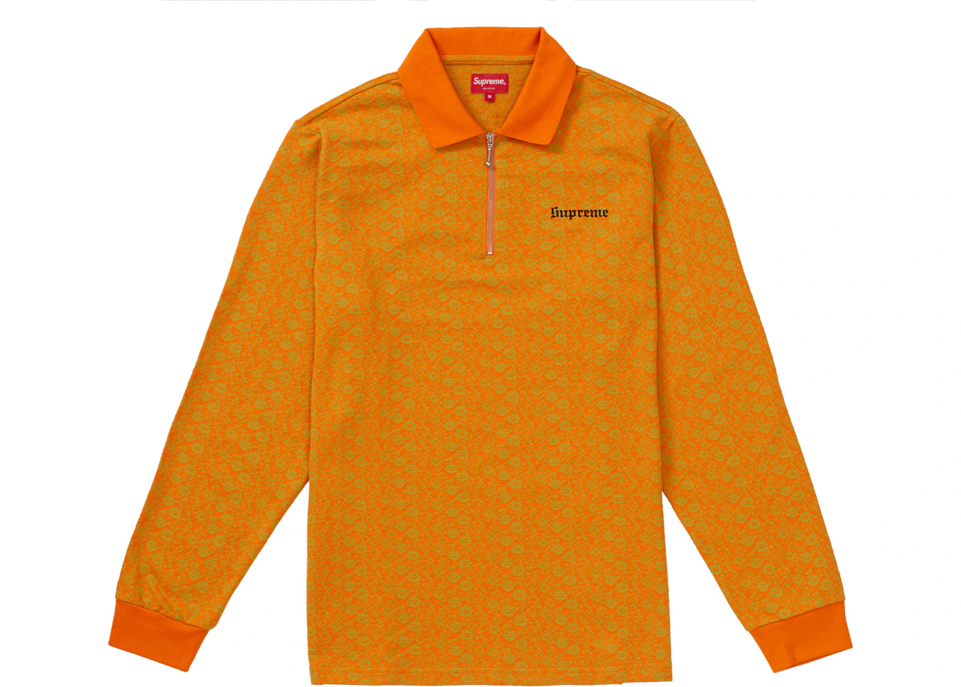 Supreme Floral Jacquard Zip L/S Polo Gold Men's - FW18 - US