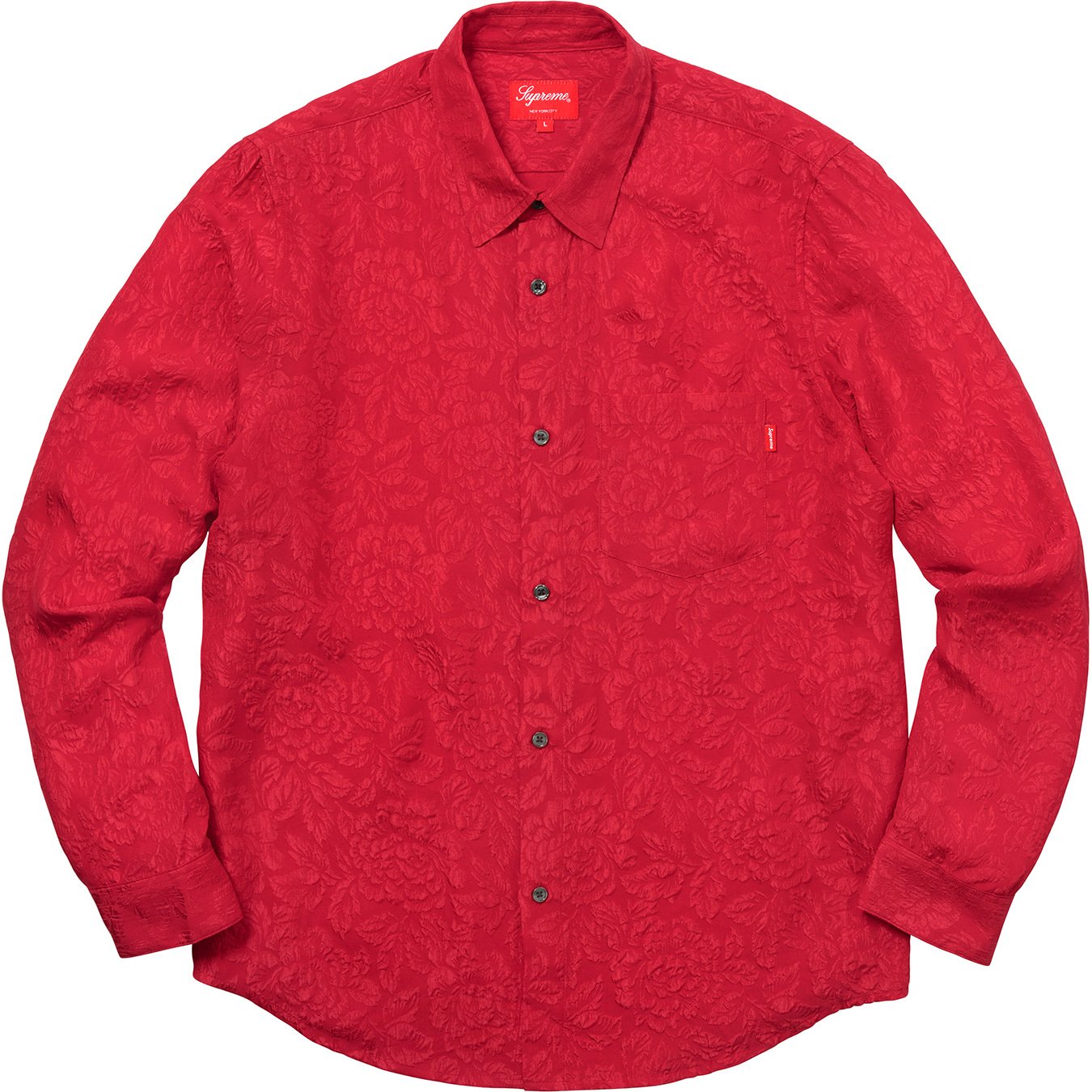 Supreme Floral Silk Jacquard Shirt Red メンズ - SS18 - JP