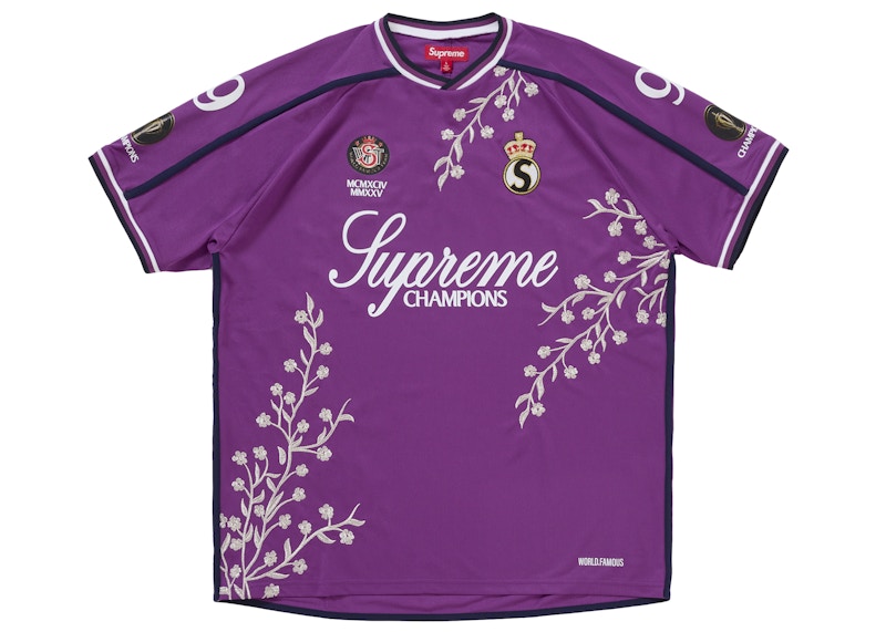 Supreme Floral Soccer Jersey Purple Men's - FW25 - US
