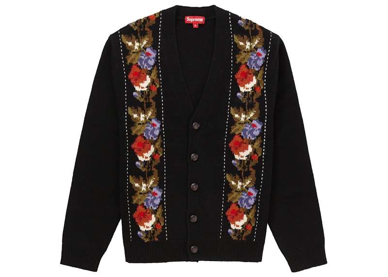 Supreme Floral Stripe Cardigan Black - FW19 男装- CN