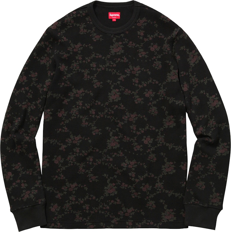 Supreme Floral Waffle Thermal Top Black Men's - FW16 - US