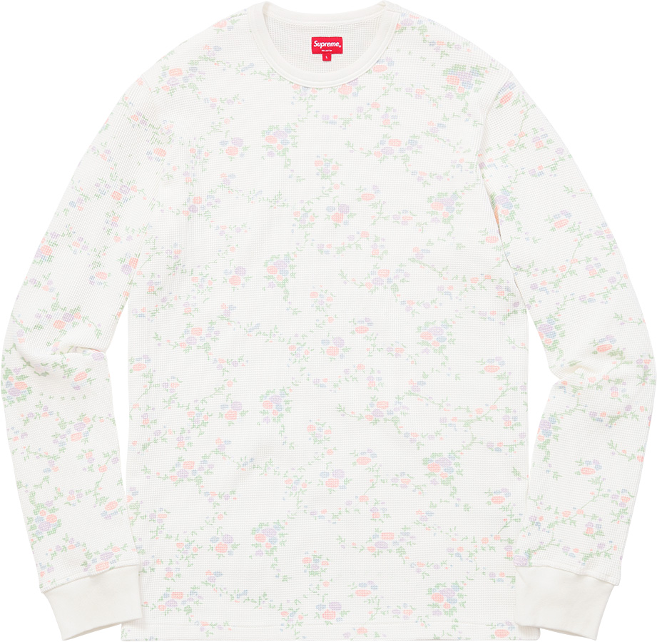 Supreme Floral Waffle Thermal Top White Men's - FW16 - US