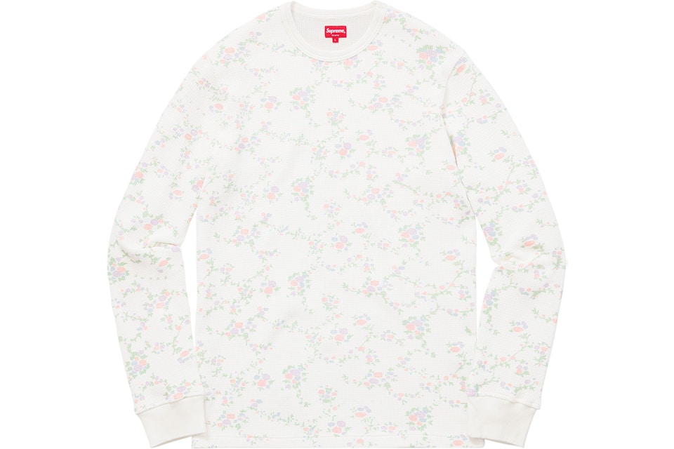 Supreme Floral Waffle Thermal Top White Fw16 Supreme Floral Waffle Thermal Top White Fw16