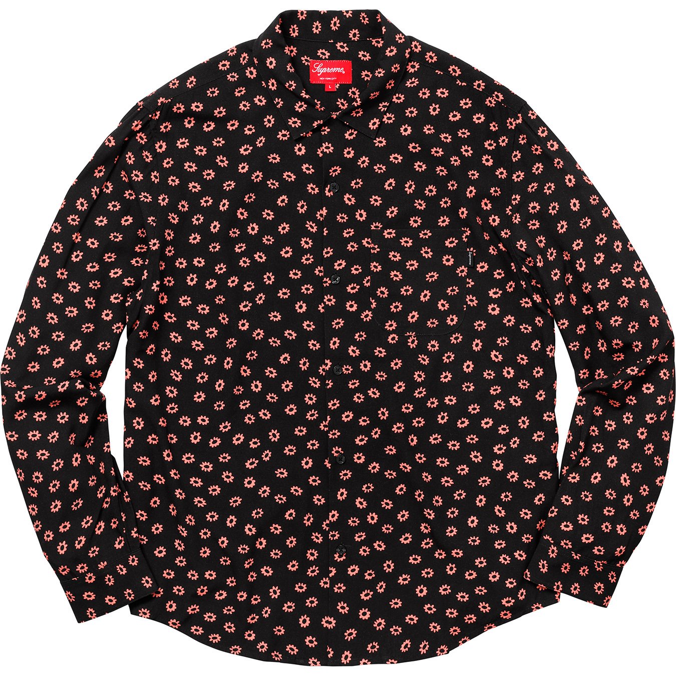Supreme Flowers L/S Rayon Shirt Black