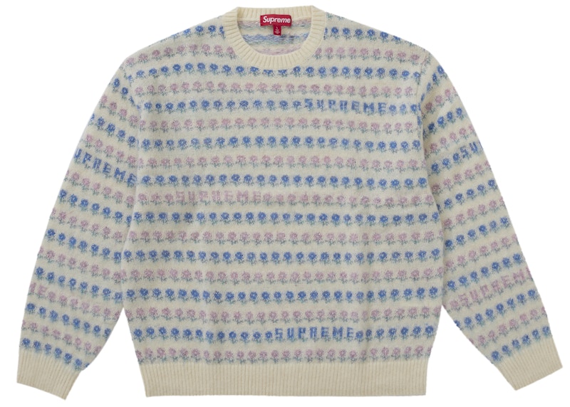 Supreme Flowers llic Sweater Lサイズ Supreme Flowers Metallic Sweater Ivory Men's - FW25 - US