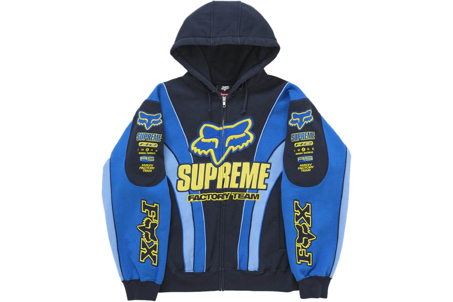 Supreme Fox Racing Zip Up Hooded Sweatshirt Blue Men's - FW25 - US