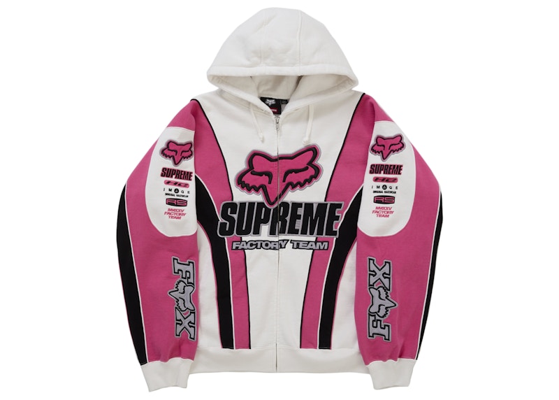Supreme Fox Racing Zip Up Hooded Sweatshirt White Men's