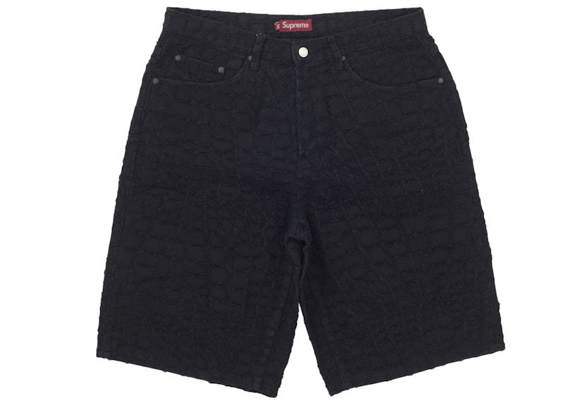 Supreme Frayed Croc Baggy Denim Short Black Men's - SS25 - US