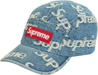 Supreme Frayed Logos Denim Camp Cap Blue