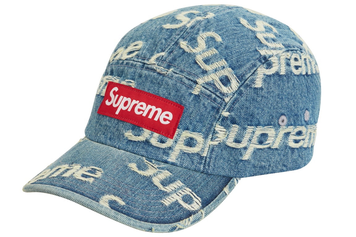 Pre-owned Supreme Frayed Logos Denim Camp Cap Blue