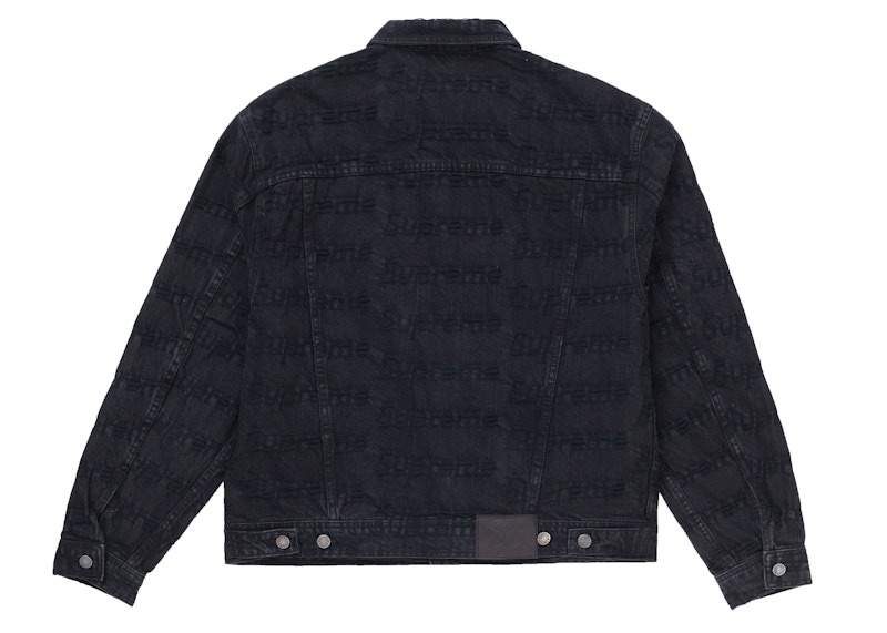 Supreme Frayed Logos Denim Trucker Jacket Black