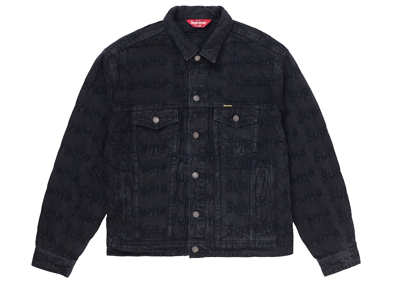 Supreme Frayed Logos Denim Trucker Jacket Black Men's - SS21 - GB