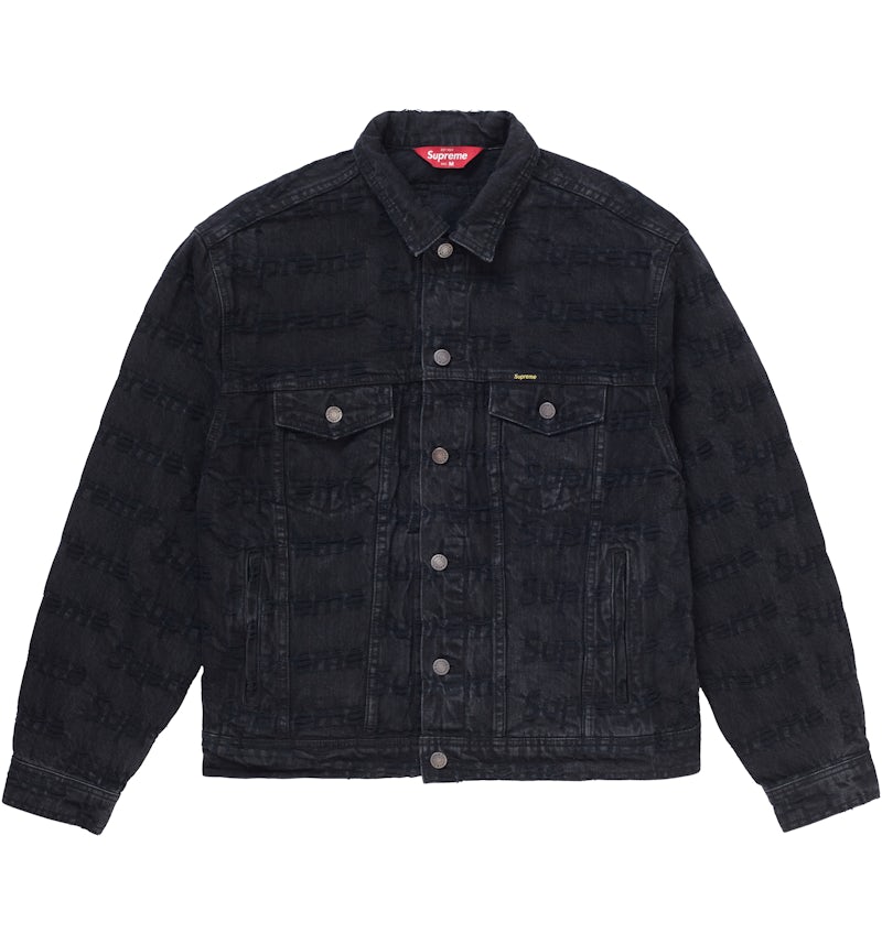 Trucker Jacket Gucci Denim Jacket Black Supreme Frayed Logos Denim