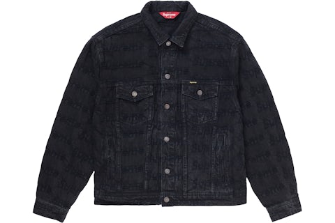 Supreme Frayed Logos Denim Trucker Jacket Black Men's SS21 GB