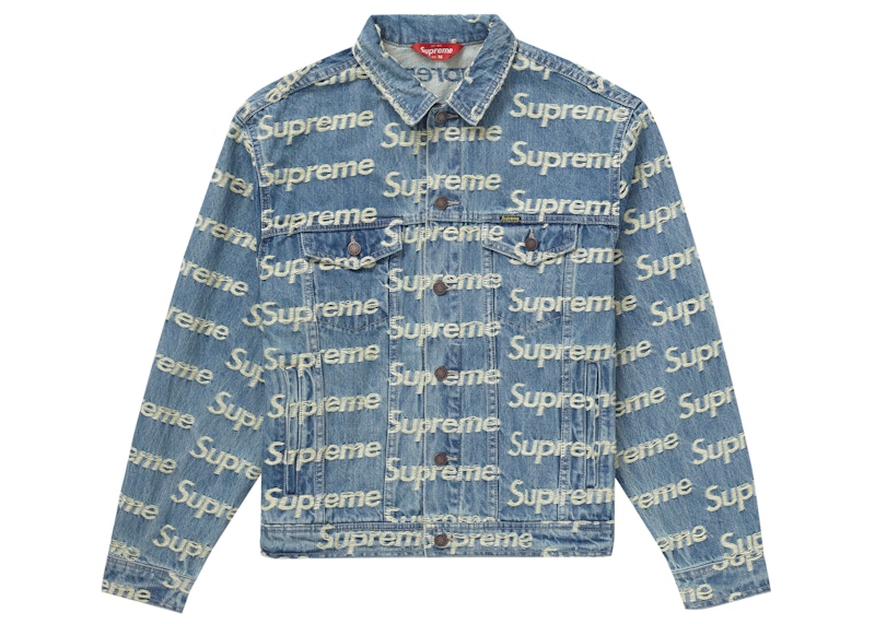 Supreme Frayed Logos Denim Trucker Jacket Blue Men's - SS21 - US