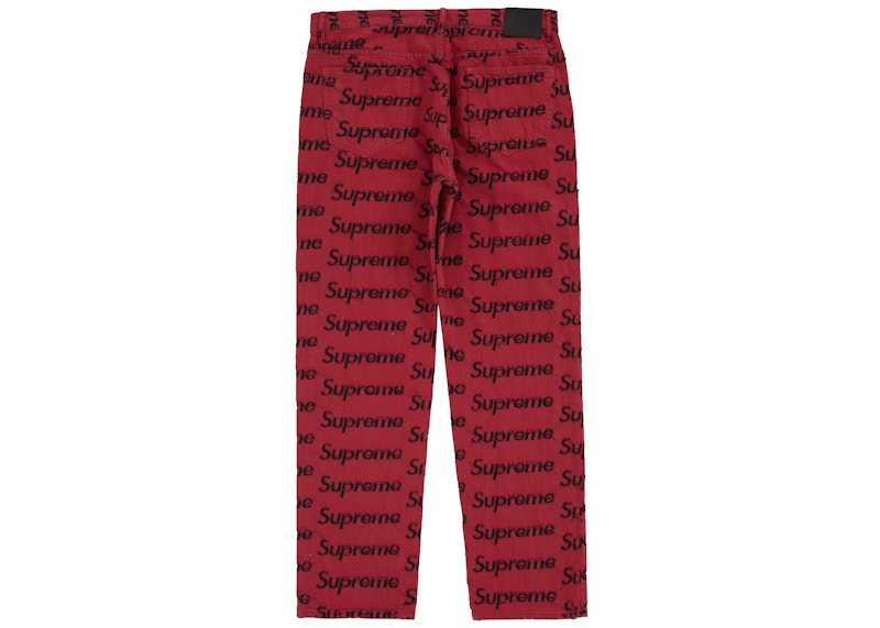 Supreme Frayed Logos Regular Jean Red