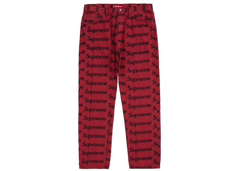 Supreme Frayed Logos Regular Jean Red Men's - SS21 - US