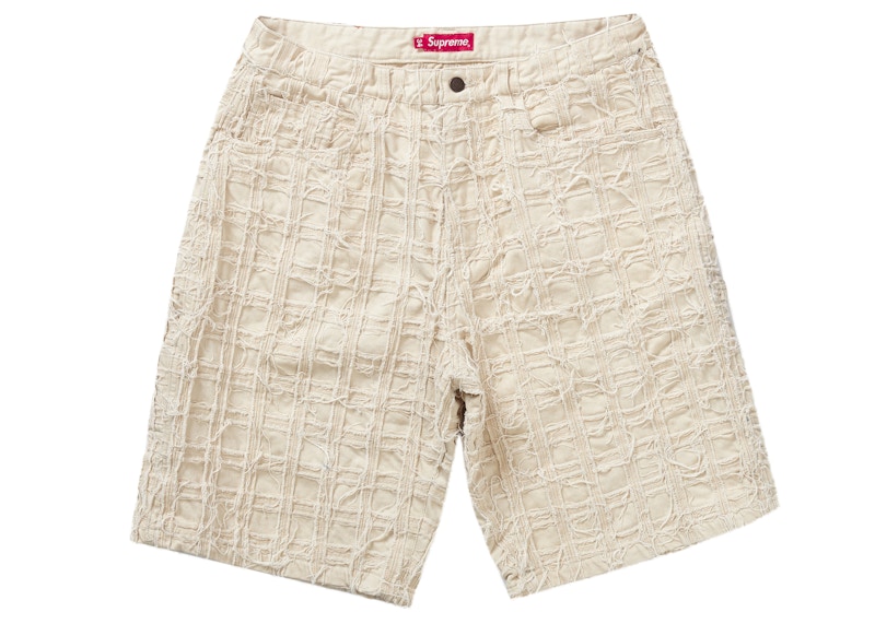 Supreme Frayed Patchwork Baggy Denim Short Natural